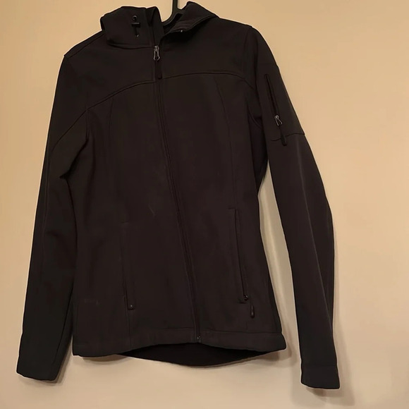 Kirkland Signature Jackets & Blazers - Kirkland Dark grey black ladies fleece lined lightweight jacket with hood